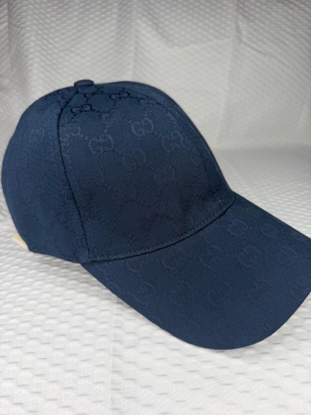 GUCCI GG MONOGRAM CANVAS BASEBALL CAP NAVY BLUE UNISEX AJUSTABLE M/L LUXURY HAT - Picture 9 of 9